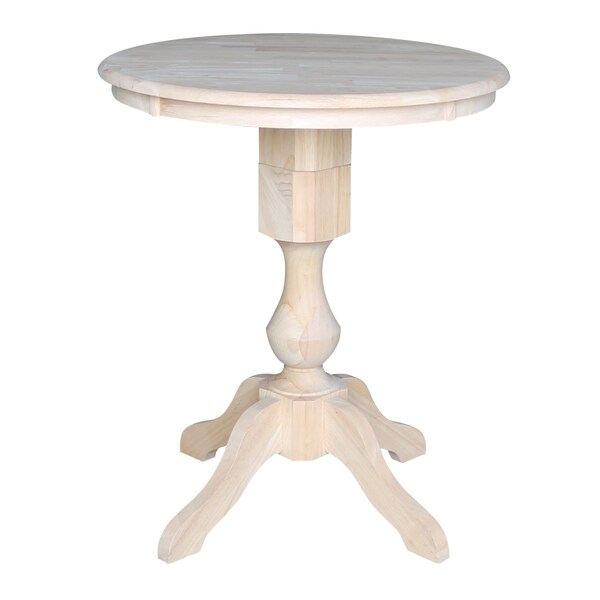 International Concepts Round 30 in Round Top Pedestal Table, 34.9 inH, Unfinished, 30 W, 30 L, 34.9 in H, Wood, Unfinished K-30RT-11P - main